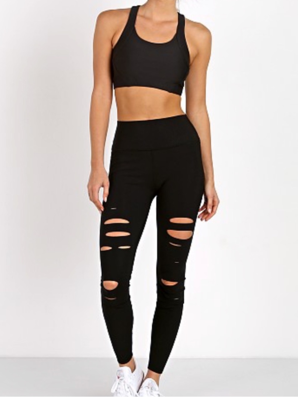 ALO Yoga Black Ripped Warrior Leggings